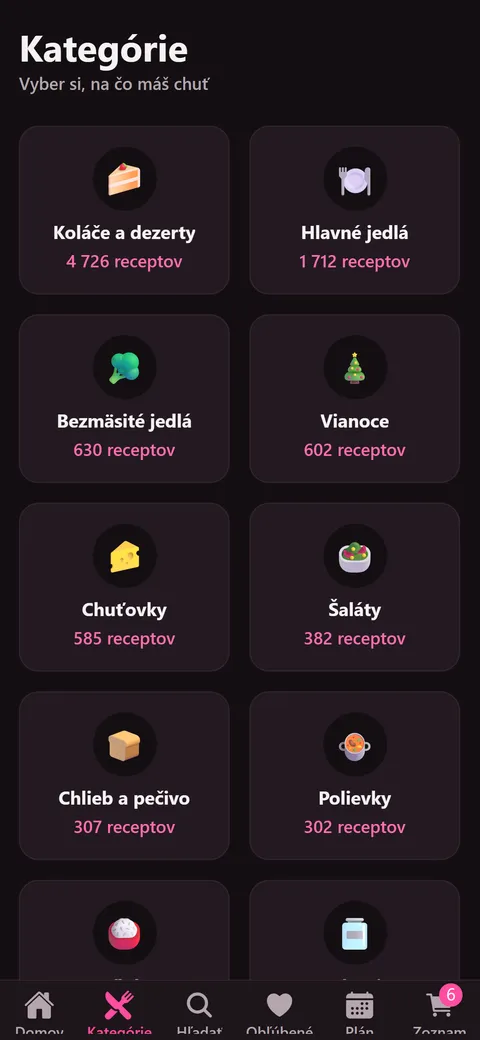 Kategórie receptov